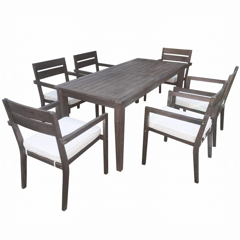 Ensemble repas d'extérieur en acacia Woo 6 personnes Mistveil, Gris