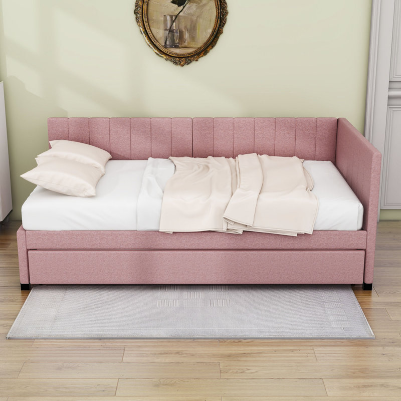 Jayonni Twin Daybed with Trundle, Pink
