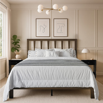 Harwich Full Solid Wood Platform Bed With 2 Nightstand