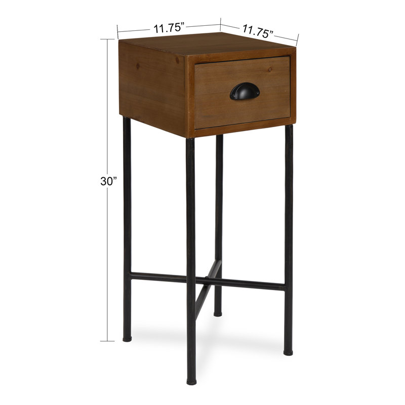 Hassen Solid Wood End Table with Storage, Brown