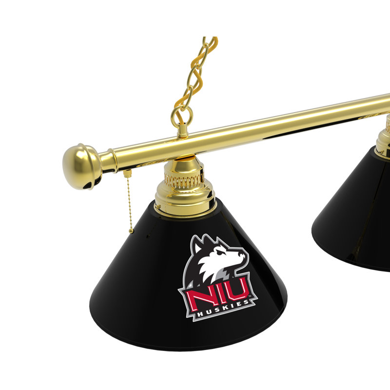 3 - Light Pool Table Lights Pendant, Brass, Northern Illinois Huskies