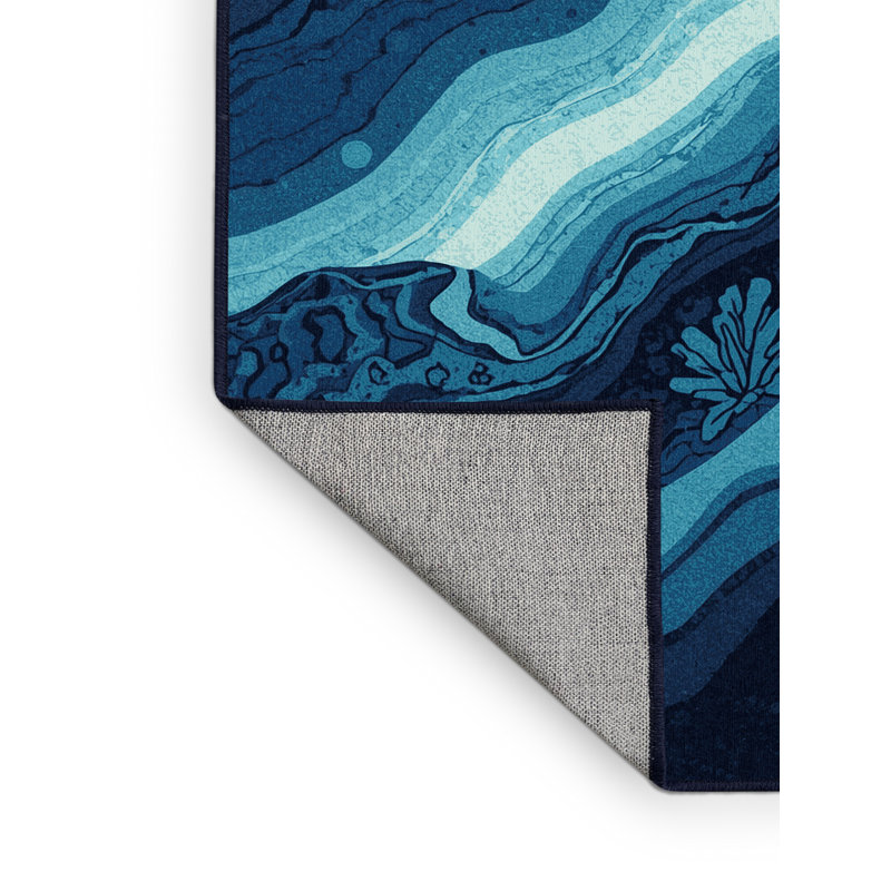 Tapis bleu marine délavé à la machine Aidan Alien, 5 x 7