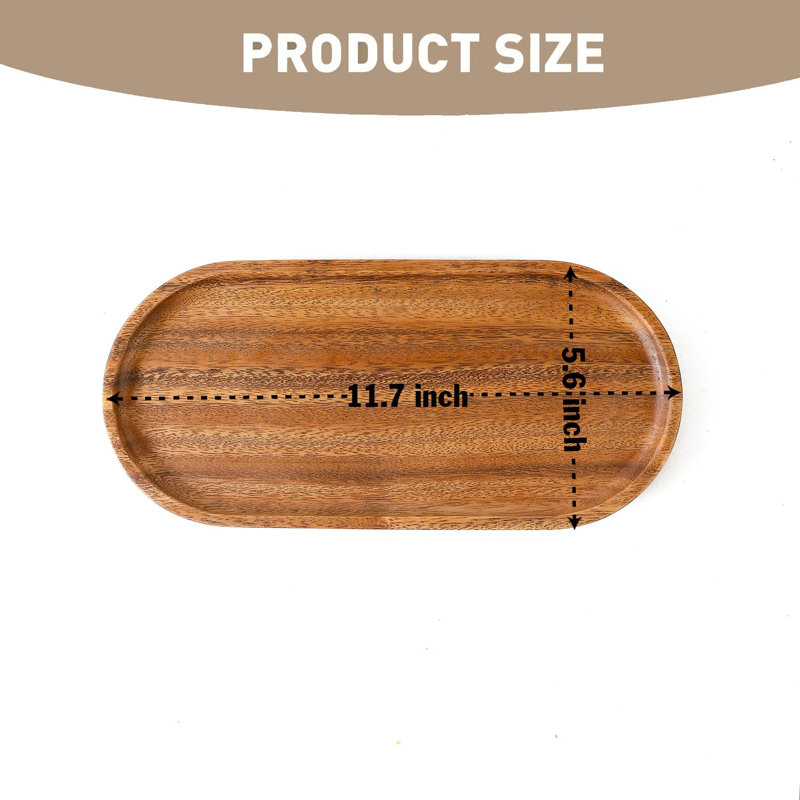 Millwood Pines Coleene Walnut Tray, 0.8" H x 9.9" L x 4.8" W