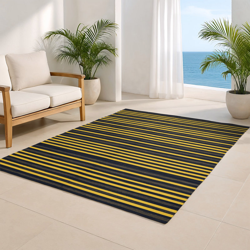 Tapis intérieur / extérieur gris HorizontalStripes, Rectangulaire 8 pi x 10 pi
