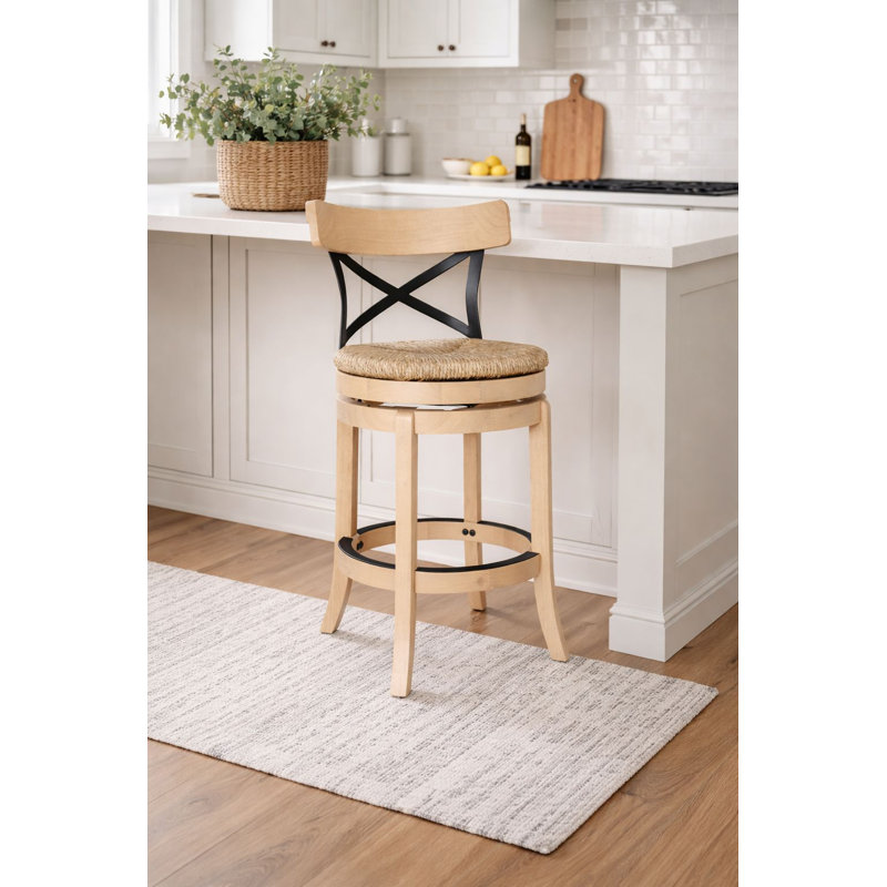 Tabouret de bar et de comptoir pivotant Tosha, Tabouret de comptoir (assise de 24 po de hauteur), Chêne blond