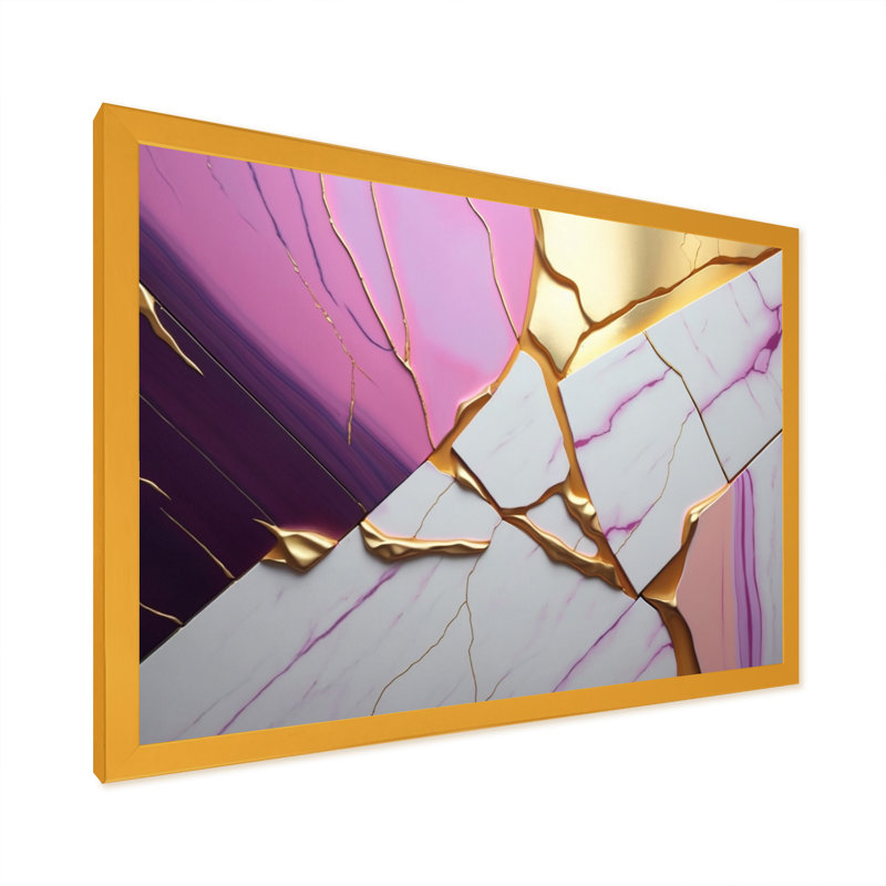 " Abstract Geode Violet II ", 40" W x 30" H, Gold Picture Framed Canvas