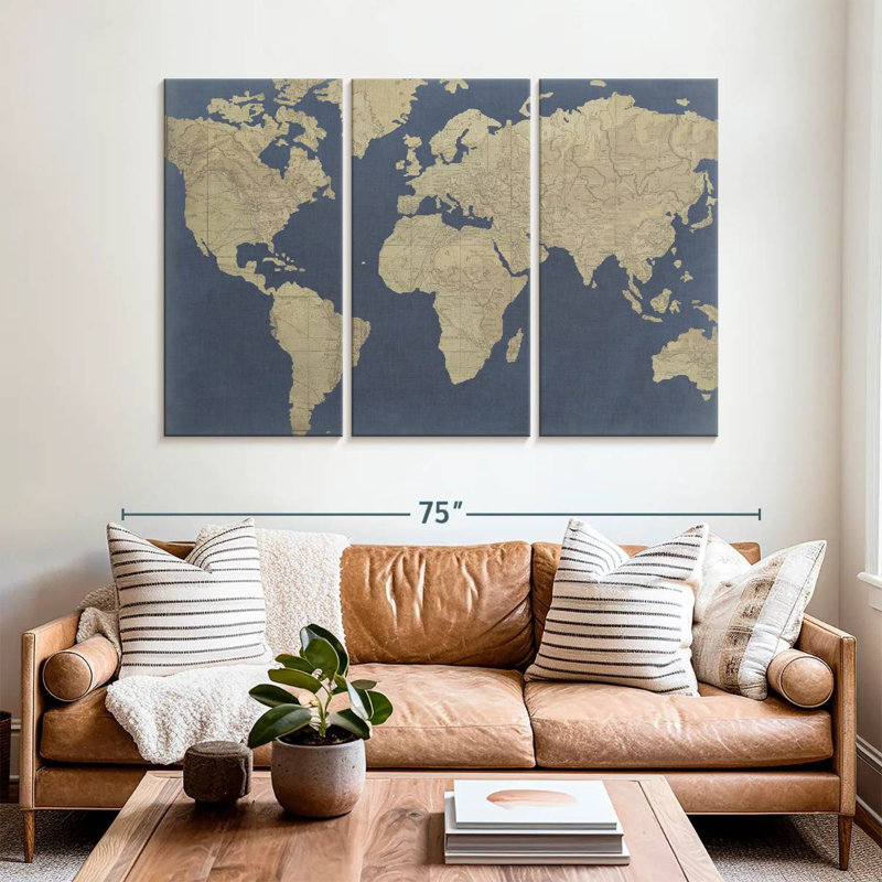Aliaz Linen Map I, 42" H x 65" W