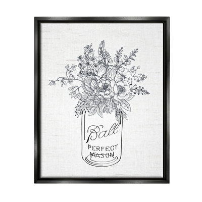 " Detailed Flower Bouquet Outline Drawing Rustic Jar " by Lettered And Lined