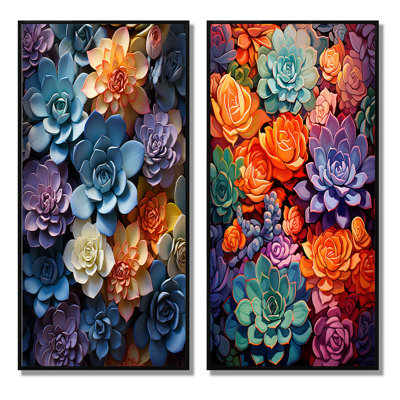 «Colorful Succulents Succulent Zen», 2 pièces