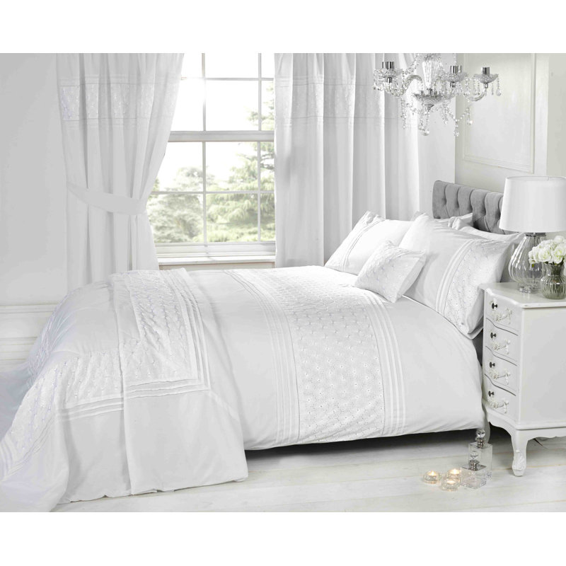 Niagara Cotton Blend No Pattern Duvet Cover with Pillowcases Included, White, Single Duvet Cover + 1 Standard Pillowcase