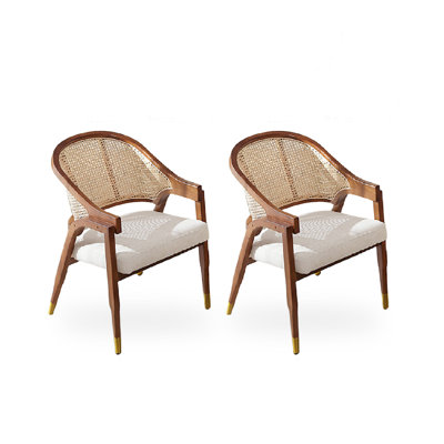Nordic Retro Solid Wood Wicker Backrest Dining Chair