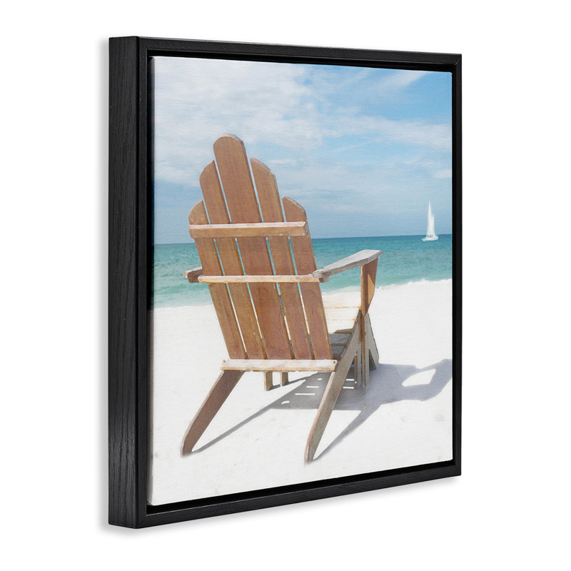 «View West Beach Chair», art mural encadré sur toile flottante par Noah Bay, Cadre flottant noir de jais, H 18 po x l 18 po