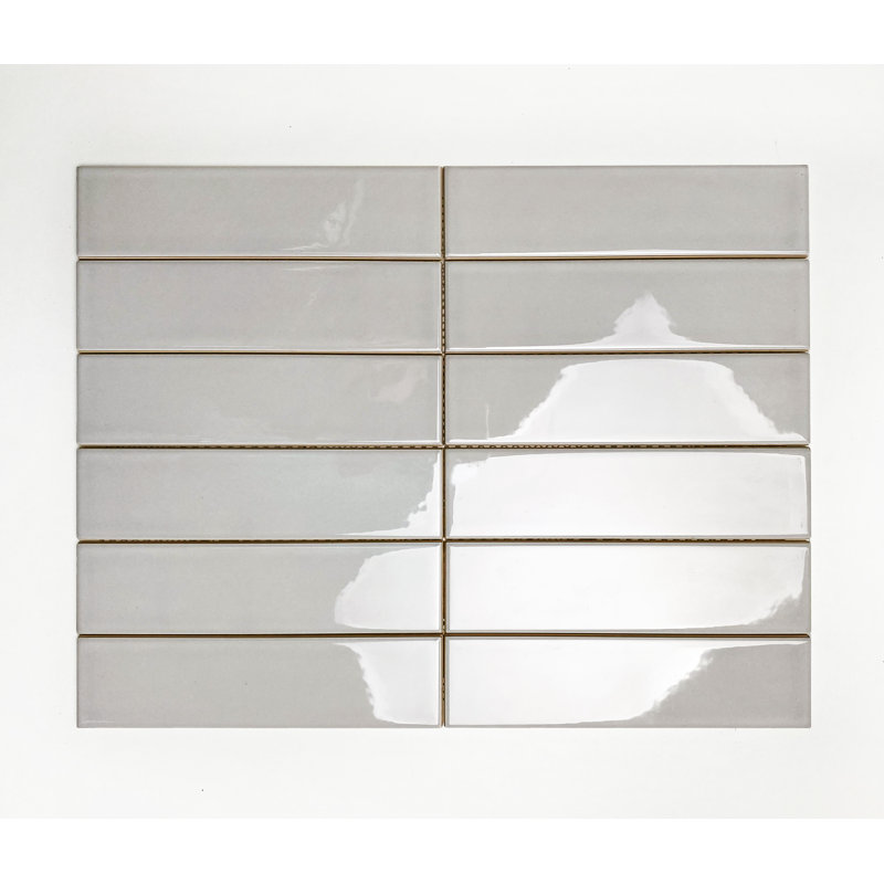 Carreau de mosaïque en céramique 2 po x 8 po Hudson, Gris chaud lustré