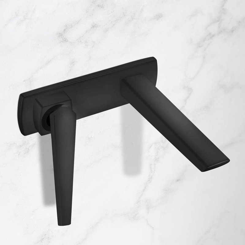 Wall Mounted Bathroom Faucet with Drain Assembly, Black