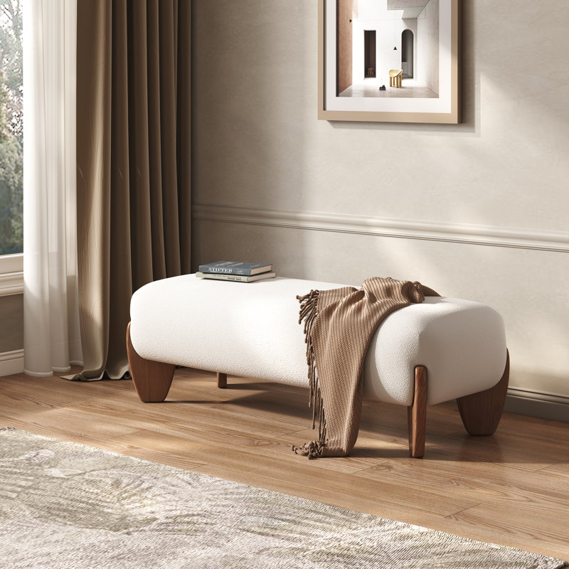 59.8'' White Linen Bedroom Bench