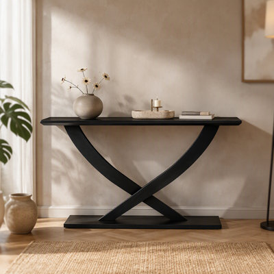 Console rustique moderne de 57 po avec pieds croisés, fabrication robuste et grande surface, parfaite pour le salon ou la chambre à coucher