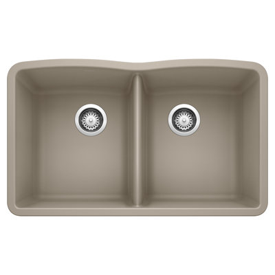 Évier de cuisine à double cuve encastrable diamant 30 po SILGRANIT Diamond Truffle