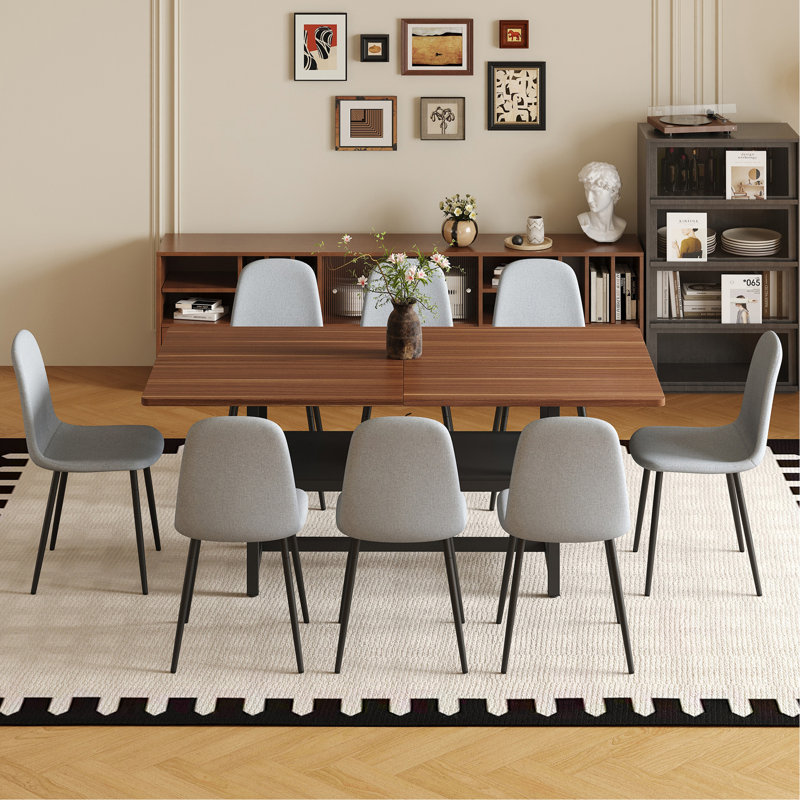 Ensemble de table et de chaises Table de salle à manger 71 * 35,4 pouces à grain de noyer tendance, un choix pratique pour ajouter de la couleur à la maison.