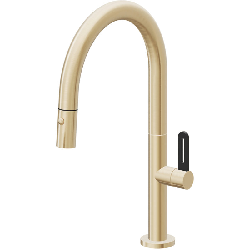 Poetto Kitchen Faucet, Satin Brass, Flat Blade