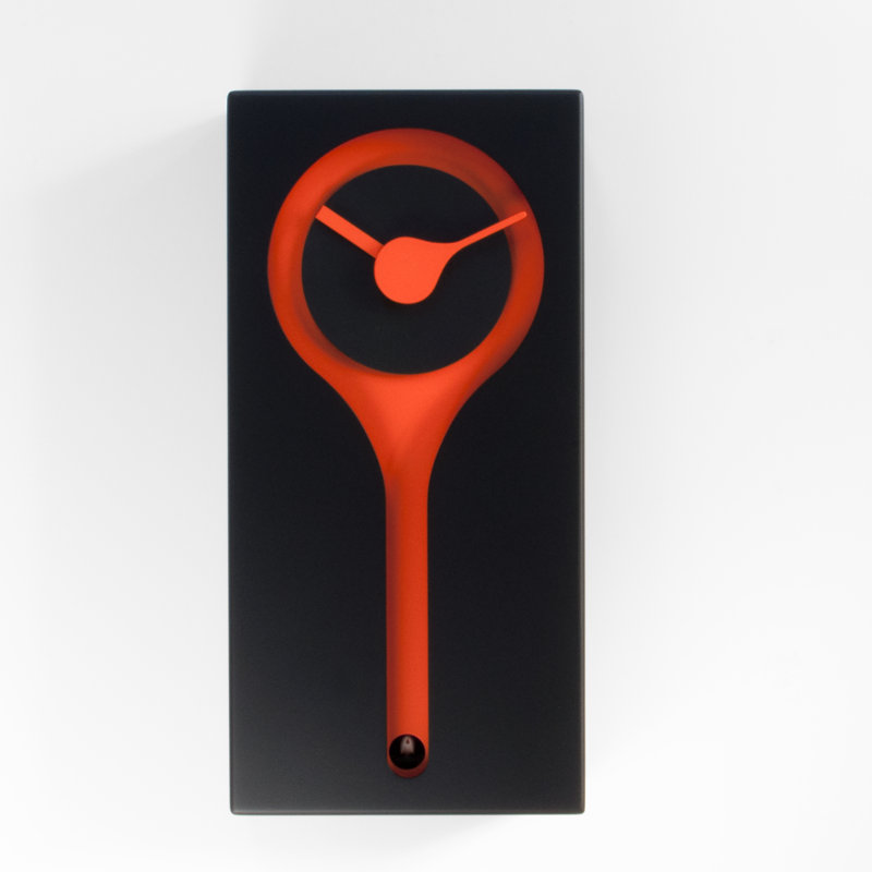 Banach Wood Wall Clock, Black and Orange