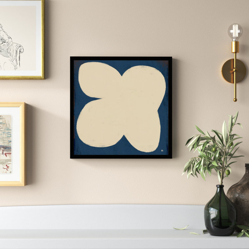 Flower On Blue by StudioM, Black, 16" H x 16" W x 1.25" D