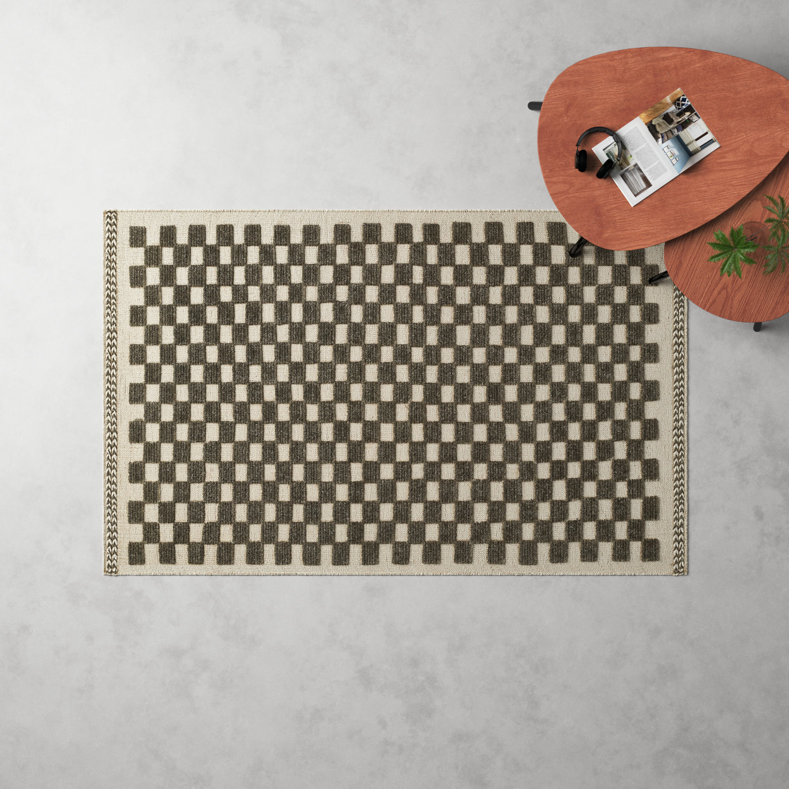 Azle Charcoal Beige Hand-Woven Wool Rug, Rectangle 8' x 11'