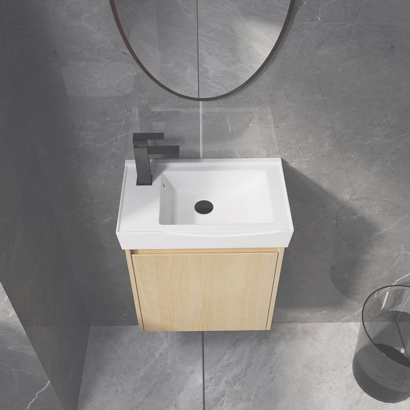 Ensemble de meuble-lavabo mural 20 po avec lavabo en céramique, armoire de rangement avec portes, ensemble d'armoire de salle de bain