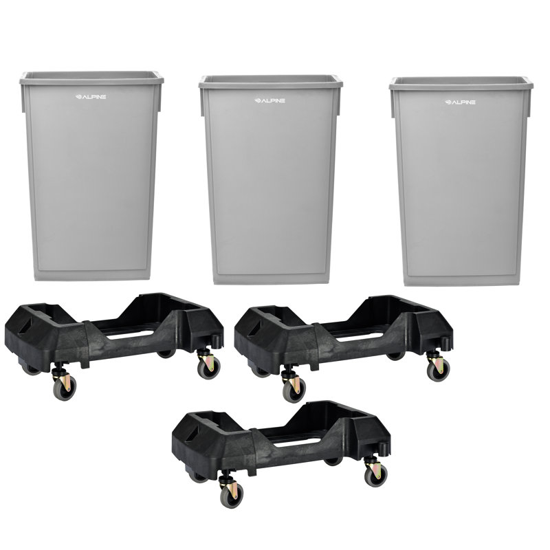 Poubelle et chariot 23 gallons, Gris