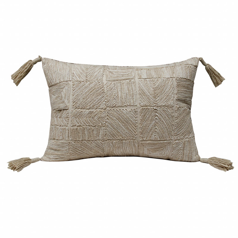Contemporary Handwoven Wool Blend Accent Pillow, Polyester