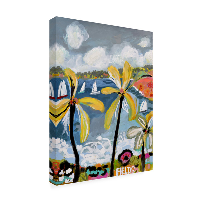 Paysage de palmiers III sur toile, H 19 po x l 14 po x P 2 po