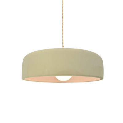 Radiance - Spire 1-Light Pendant - Vanilla (Gloss) - Brushed Nickel - 10"W x 3.75"H - Dedicated LED - Beige Twist Cord