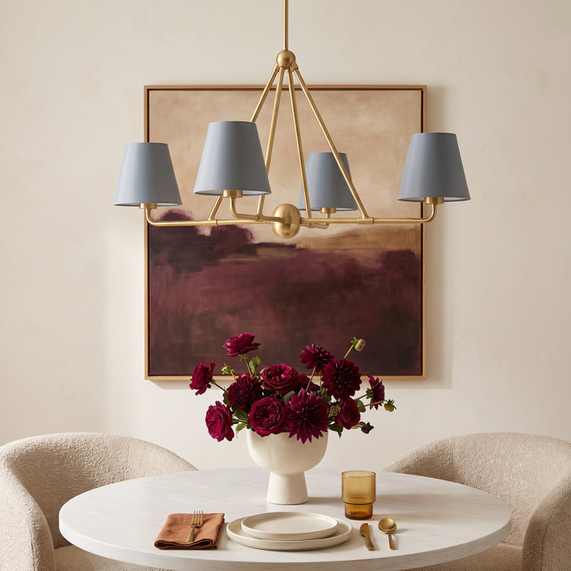 Kinston 4-Light Chandelier, Gold, Blue