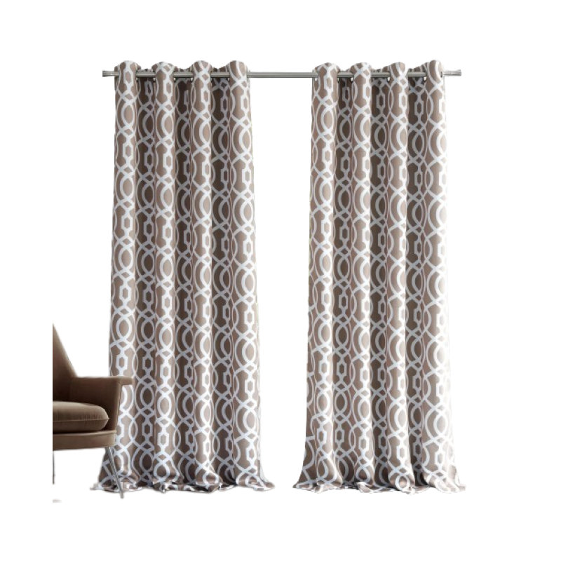 Panneau de rideau 84 "Trellis Black Out, Taupe / blanc, L 54 po x L 84 po
