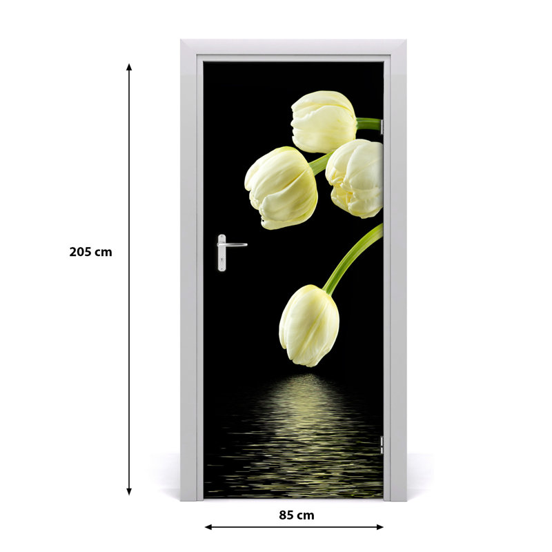 White Tulips Door Decal