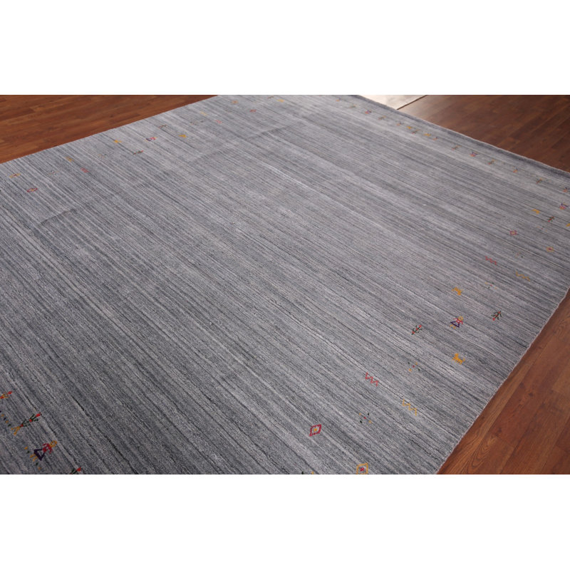 Tapis oriental rayé gris Gabbeh 8 x 10