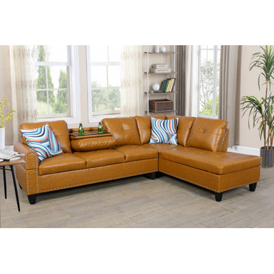Louvenia Faux Leather L-Shaped Sectional