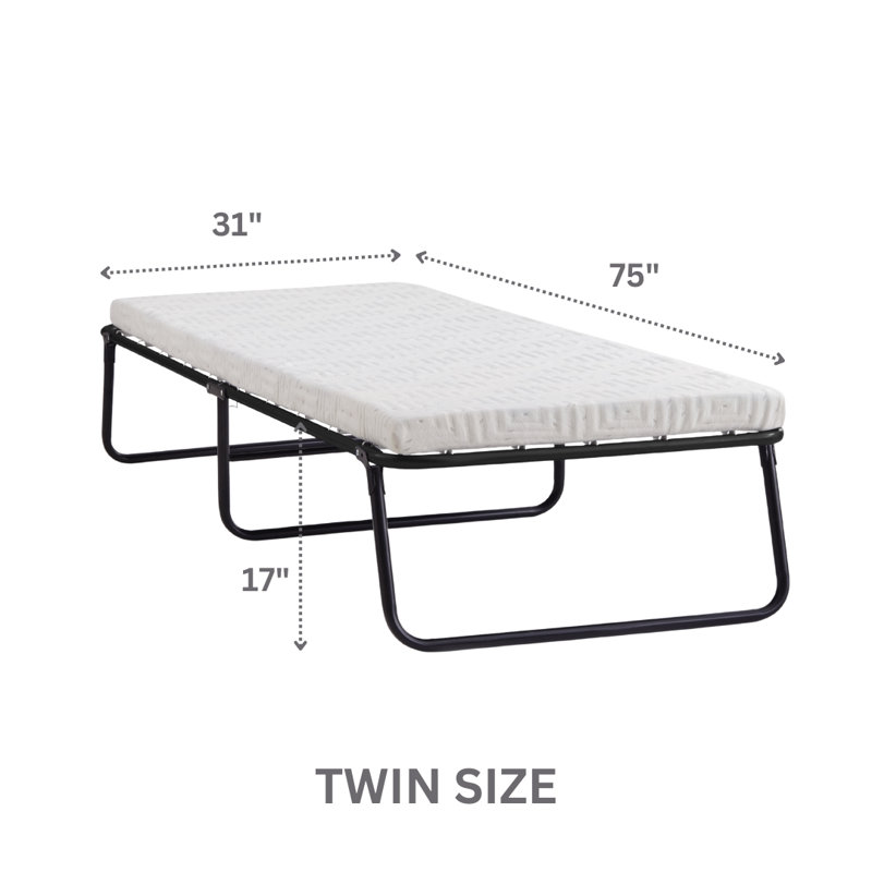 Twin Foldaway Metal Frame Guest Bed with GelLux Foam Mattress