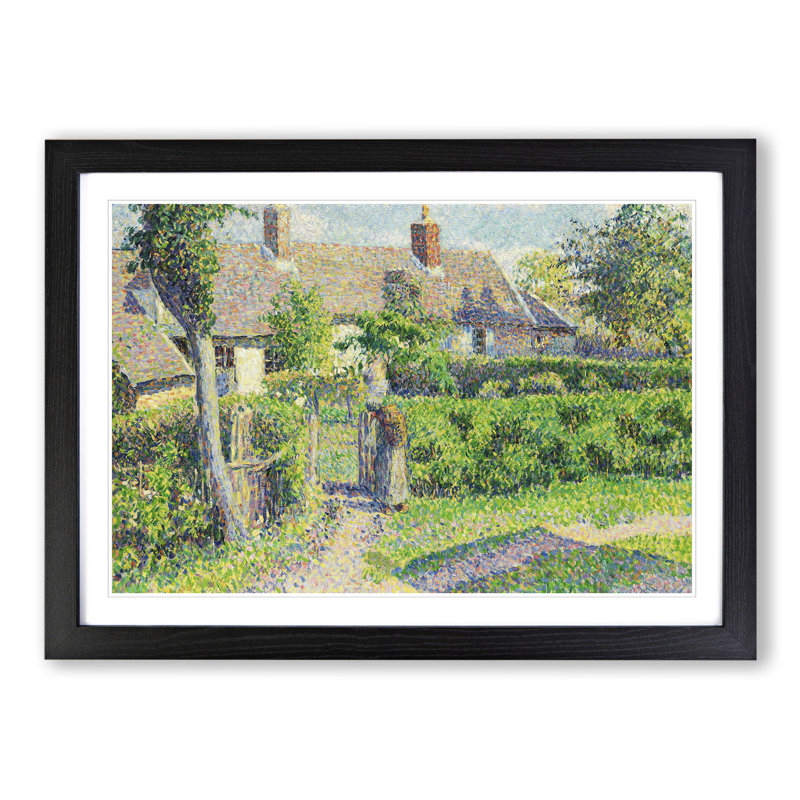 Peasants Houses by Camille Pissarro - Picture Frame Painting, 27cm H x 36cm W x 2cm D, Black Framed