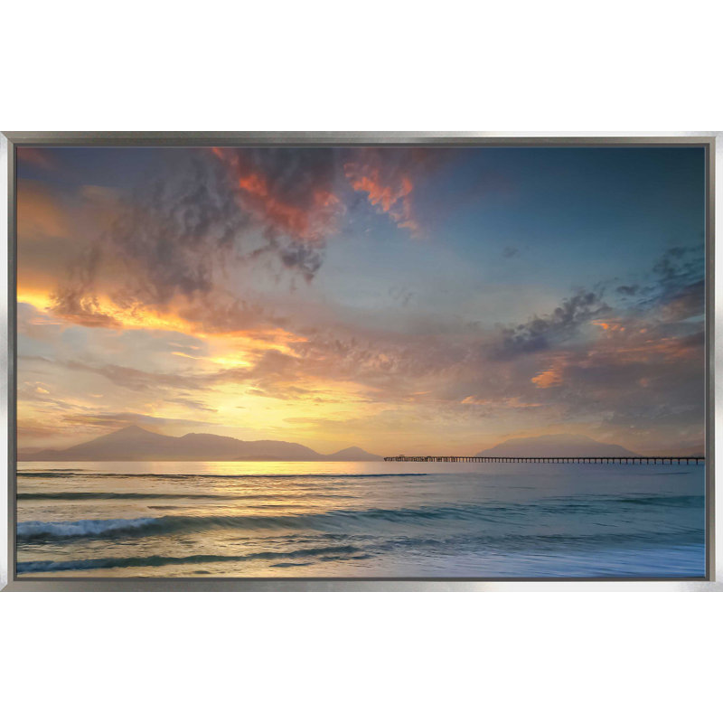 Partagez le coucher de soleil par - photographie, Cadre flottant argent, H 39,5 po x l 63,5 po x P 2 po