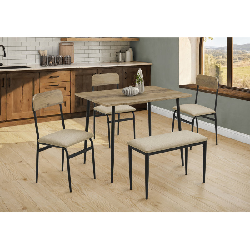 Ensemble de salle à manger, ensemble de 5 pièces, 40 po rectangulaire, petit, cuisine, métal noir, contemporain, moderne