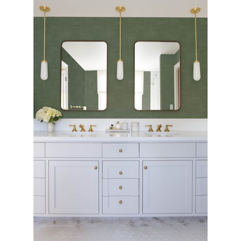Reid Black Woven Geometric Wallpaper, Evergreen