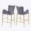 Ensemble de 2 tabourets de bar à hauteur de comptoir 28,75 pouces, tabourets en velours avec pieds et repose-pieds dorés, gris