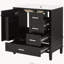 Meuble-lavabo noir de 76 cm (30 pouces) avec 1 porte et 3 tiroirs à fermeture amortie, structure en bois massif-656547903