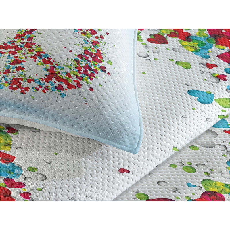 Groovy Polyester Coverlet, Queen Bedspread + 2 Shams