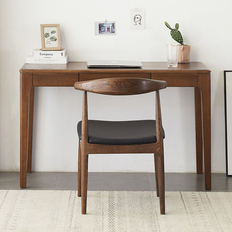 Walnut Rectangular Solid Wood Writing desk with drawers desk, 29.53" H x 47.24" W x 21.65" D