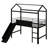 Twin Size Metal Loft Bed With Slide And Two-Sided Writable Wooden Board, Metal House Bed With Guardrail And Ladder-1019533752