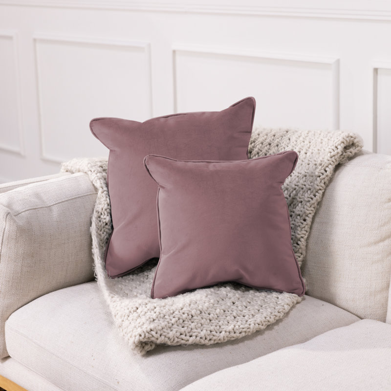 Coussin rectangulaire en microfibre lombaire avec passepoil, paquet de 2, Mauve, Carré 15 po