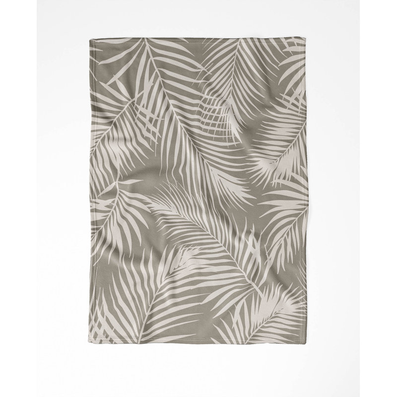 Couverture en velours de coton Waving Palms, L 60 po x l 50 po, Taupe