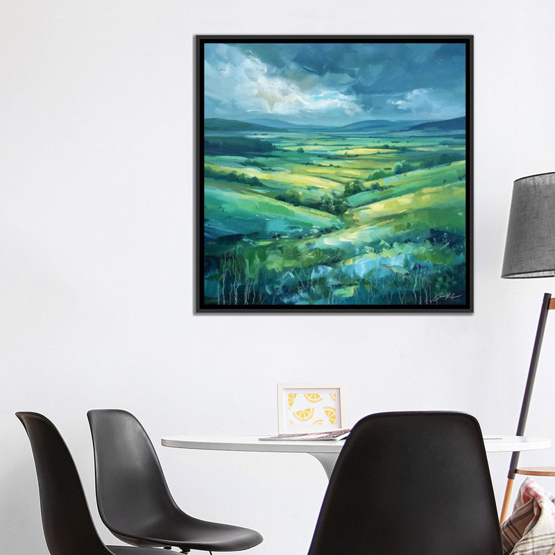 Irish Hills and Vallys - reproduction d'art murale encadrée, H 37 po x l 37 po, Noir