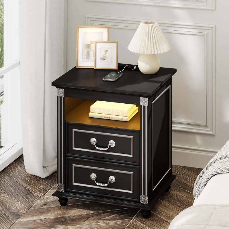 50cm W Bedside Table, Black